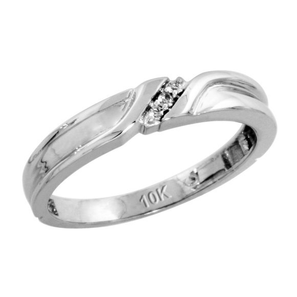 New 10k White Gold 3mm Ladies Real Natural Diamond Wedding Band
